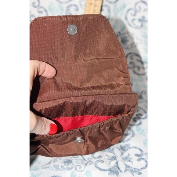 Baggallini Brown/Red Nylon Small Crossbody‎ Bag Flap Clutch Wallet - Picture 4 of 8